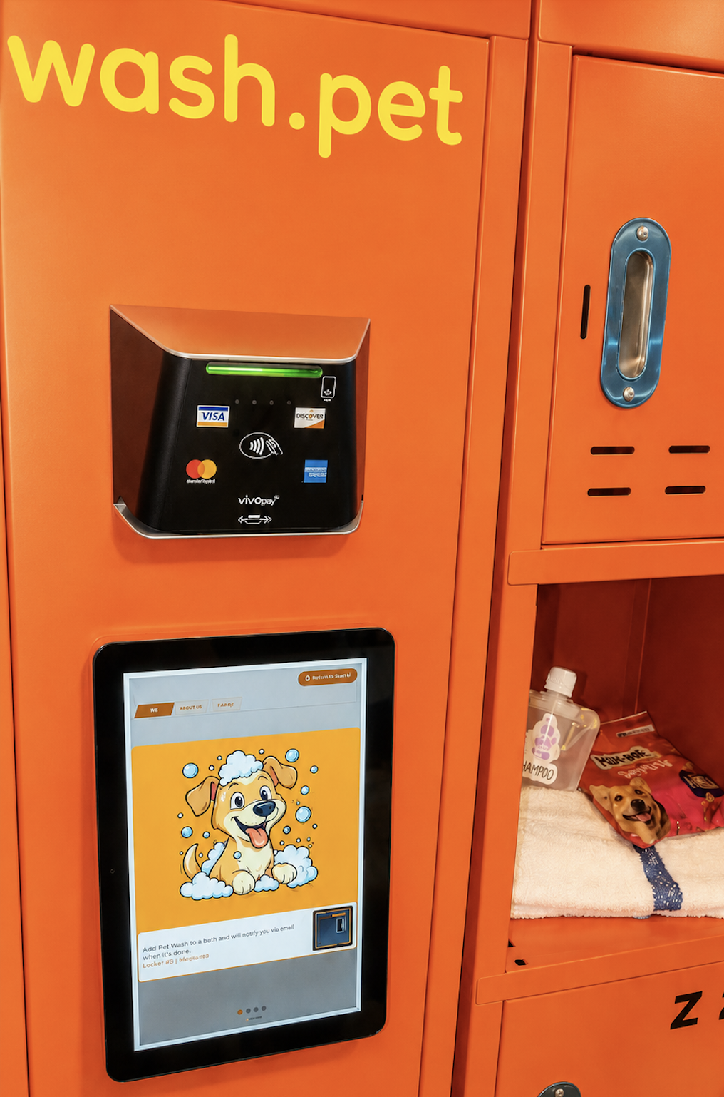 wash.pet self-serve stations inside a retail space