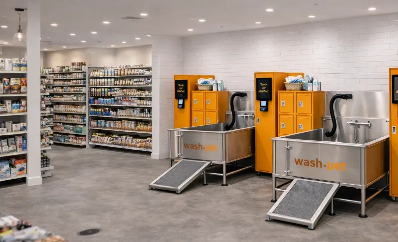 wash.pet self-serve stations inside a pet retail store